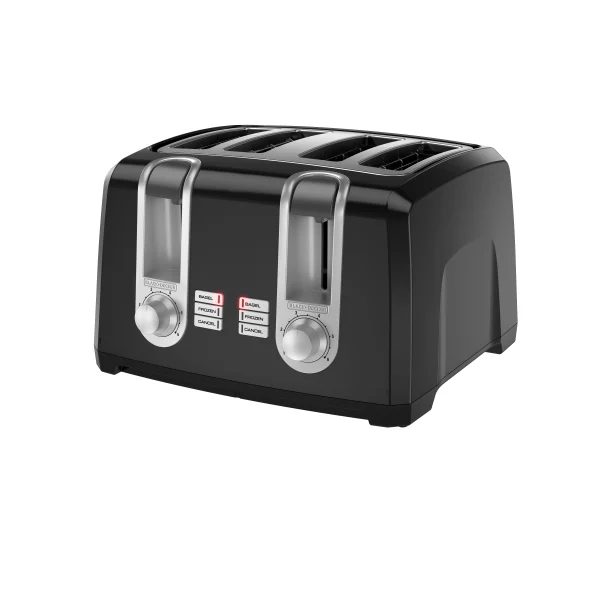 Black & Decker 4 Slice Toaster, Extra Wide Slots, Black, T4569B