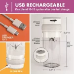 Bionic Blade Blender Portable Blender Powerful Cordless Blender with Travel Bottle New 6 Pieces