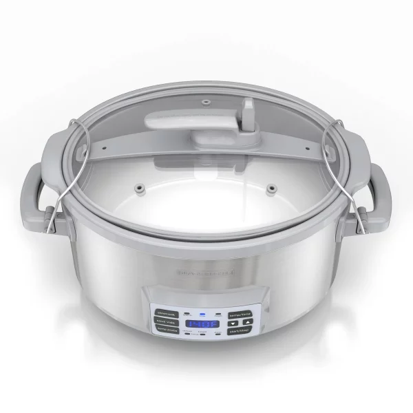 BLACK+DECKER 7-Quart Digital Slow Cooker with Temperature Probe + Precision Sous-Vide , Stainless, SCD7007SSD