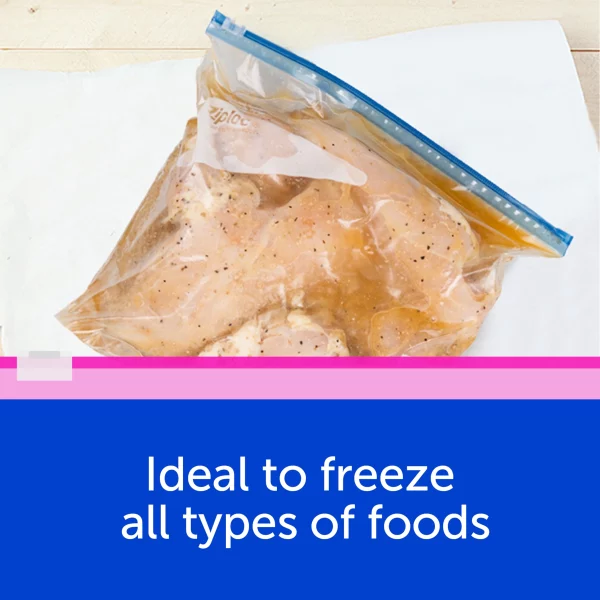 Ziploc® Brand Slider Freezer Bags with Power Shield Technology, Quart, 34 Count