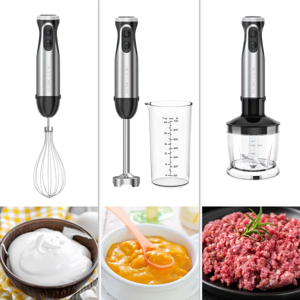 Bonsenkitchen Immersion Blender Handheld, Stainless Steel Hand Stick Blender, 20-Speed Hand Blender, Free Warranty