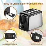 Dear Morning Toaster 2 Slice with 2 Wide Slots 7 Shade Settings and Removable Crumb Tray Black Bread Toaster