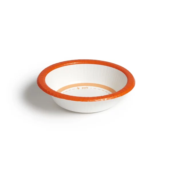 Perk Heavy-Weight Paper Bowl 12 oz. White/Orange 125/Pack (PK54332)