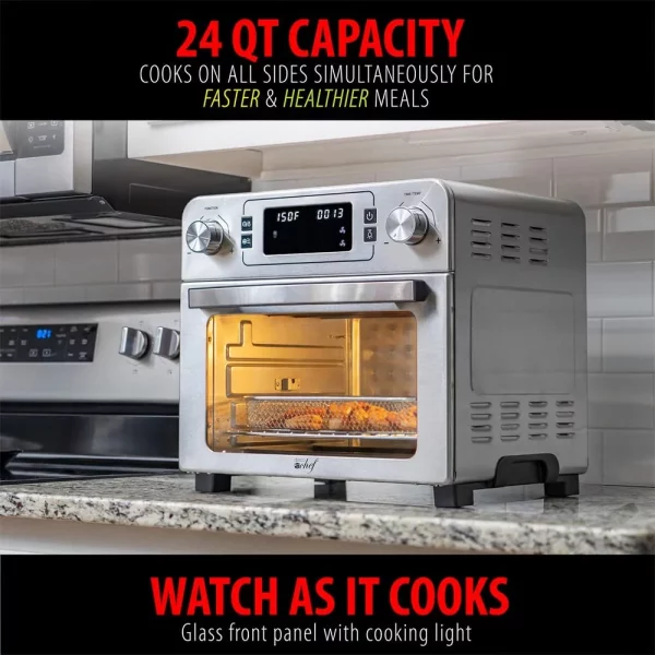 Restored Deco Chef TQAIRSTS 24QT Stainless Steel Countertop Toaster Air Fryer Oven (Refurbished)