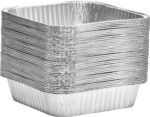 Displastible 8x8" Disposable Aluminum Pans With Lids (10 Pack) Foil Pans For Cooking, Baking Cakes, Roasting & Homemade Breads - Disposable Food Containers With Foil Lids