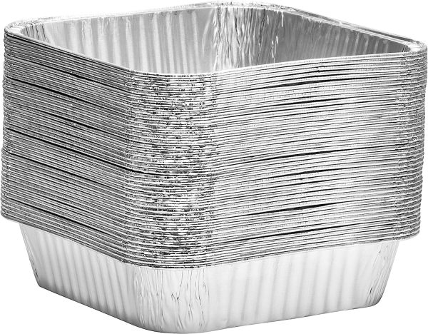 Displastible 8x8" Disposable Aluminum Pans With Lids (10 Pack) Foil Pans For Cooking, Baking Cakes, Roasting & Homemade Breads - Disposable Food Containers With Foil Lids