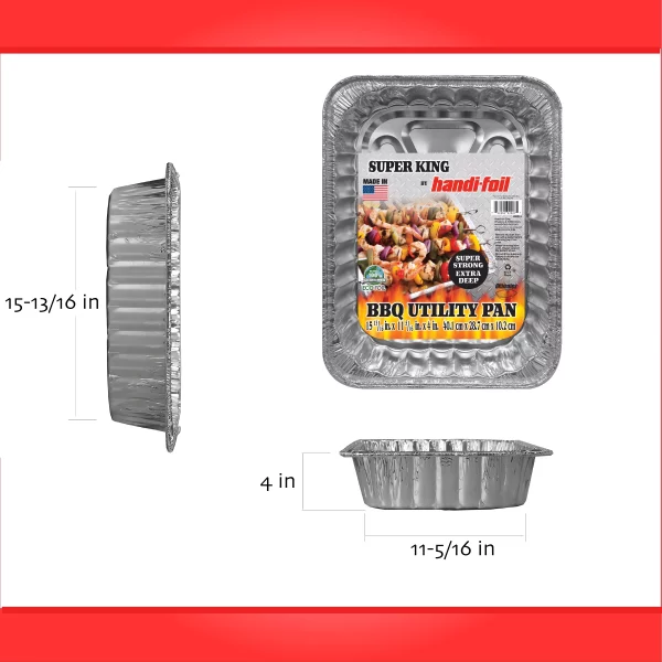 Handi-Foil Super King Aluminum Extra Deep BBQ Utility Pan, 1 Count Per Pack