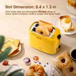 iSiLER 2 Slice Toaster Extra-Wide Slots Yellow Toaster with Defrost and Reheat Function
