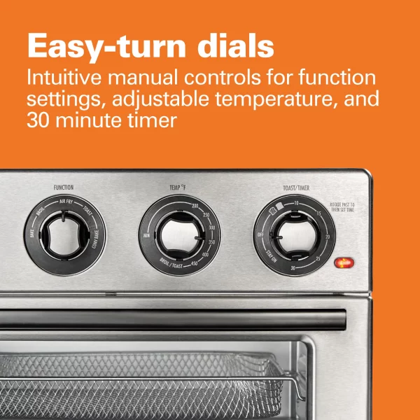 Hamilton Beach Air Fryer Countertop Toaster Oven, 6 Cooking Functions, Classic Silver Finish, 31225