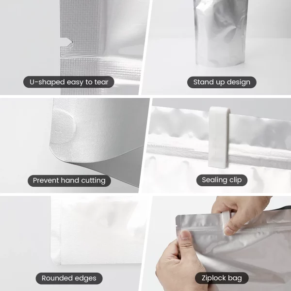 Wattne 150 Pack Mylar Bags for Food Storage with Oxygen Absorbers, Large Mylar Bags 1 Gallon 10x14, 7x11, 6x9, 4x6 (Silver)