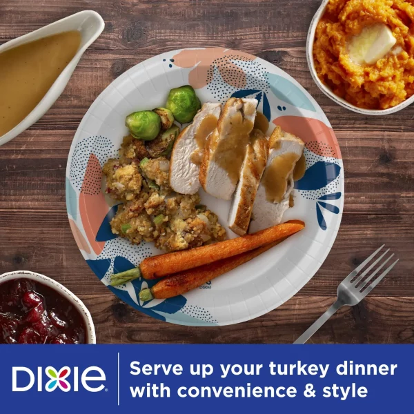 Dixie Disposable Paper Plates, Multicolor, 10 in, 50 Count