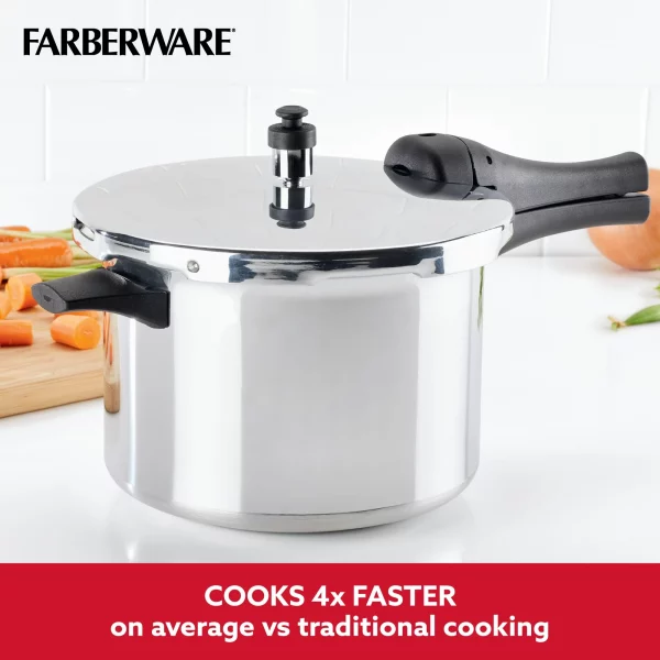 Farberware 6-Quart Aluminum Stovetop Pressure Cooker, 15 PSI