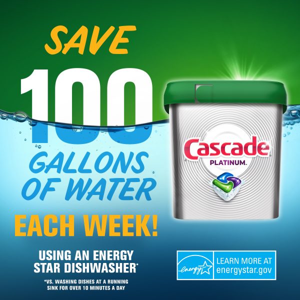 Cascade Platinum ActionPacs Dishwasher Detergent, Fresh Scent, 62 Count