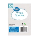 Great Value Everyday Disposable Plastic Spoons, White, 100 Count