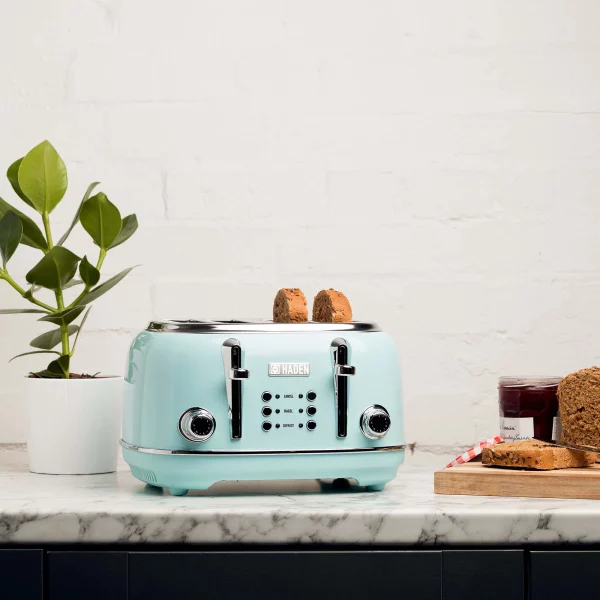 Haden Heritage 4-Slice Wide Slot Toaster, Turquoise - 75005