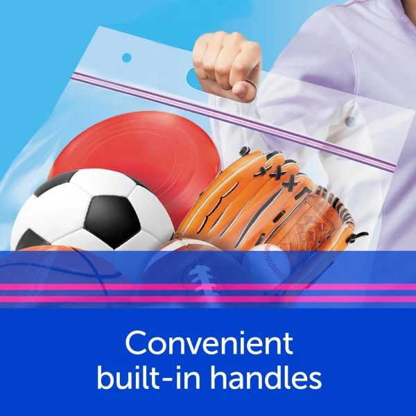 Ziploc® Big Bags, Large, Secure Double Zipper, 5 ct, Expandable Bottom, Heavy-Duty Plastic, Built-In Handles, Flexible Shape to Fit Where Storage Boxes Can't