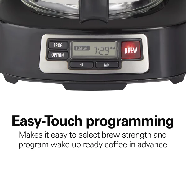 Hamilton Beach 5 Cup Compact Coffee Maker, Programmable, Glass Carafe, Model 46111
