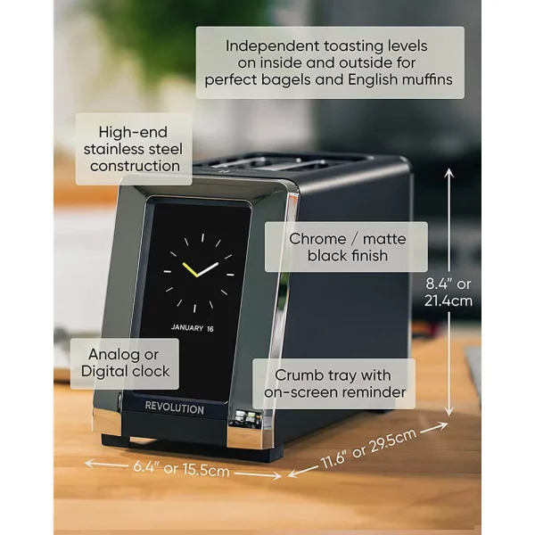 Revolution Cooking R180B InstaGLO Matte Black Smart Toaster