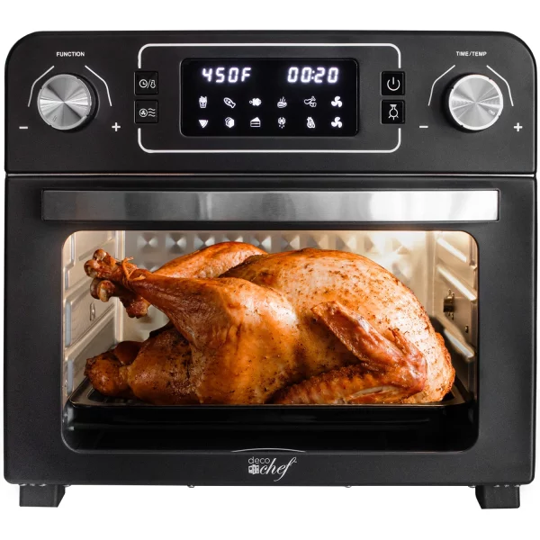 Deco Chef 24 QT Black Countertop Toaster Oven with built-in Air Fryer and included Accessories