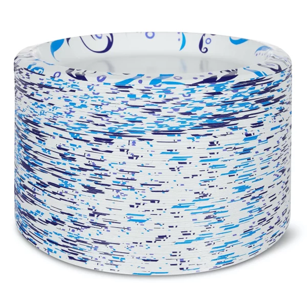 Great Value Everyday Strong, Soak Proof, Microwave Safe, Disposable Paper Plates, 10", Patterned, 150 Count
