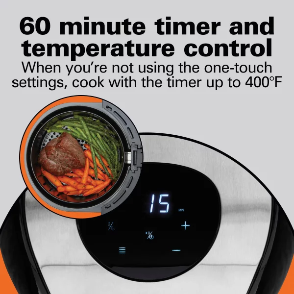 3.4 Qt. Black Air Fryer with Nonstick Basket