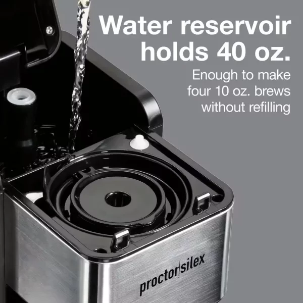1-Cup Black and Stainless Steel Drip Coffee Maker with 40 oz. Reservoir