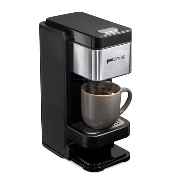 1-Cup Black and Stainless Steel Drip Coffee Maker with 40 oz. Reservoir