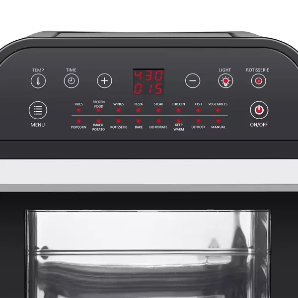 12.7 Qt. Black Rotisserie Oven and Air Fryer with Recipe Book