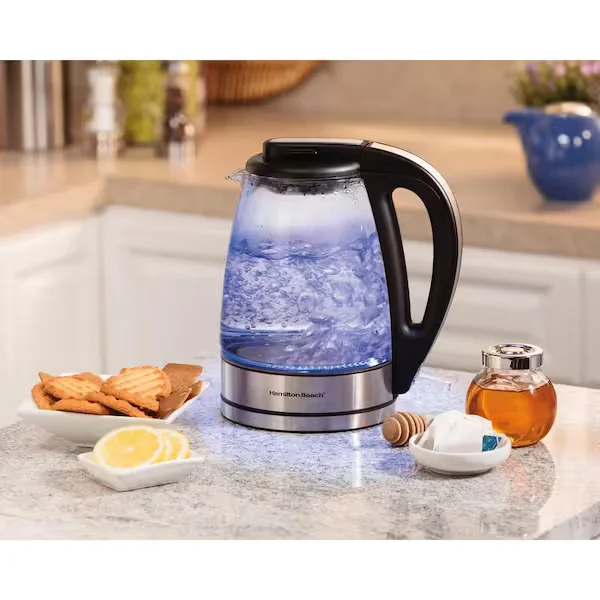 7-Cup Black Glass Kettle Electric