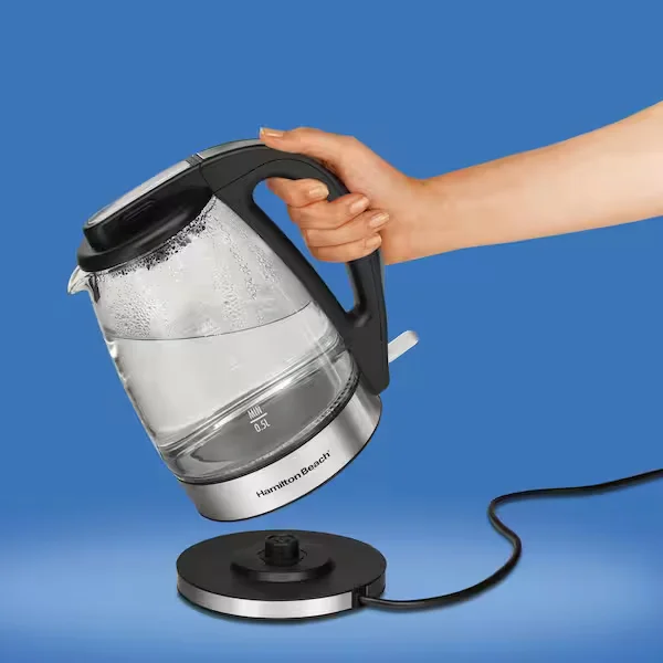 7-Cup Black Glass Kettle Electric