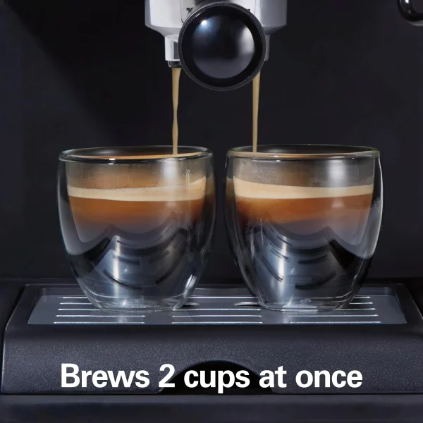 2-Cup Black Espresso Maker with 15-Bar Pump