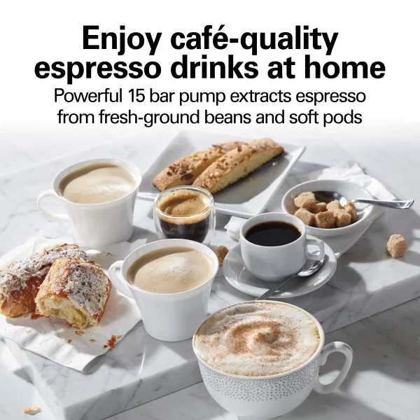 2-Cup Black Espresso Maker with 15-Bar Pump