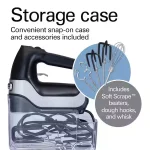 Professional 7-Speed Black Hand Mixer with SoftScrape Beaters, Whisk, Dough Hooks and Snap-On Storage Case