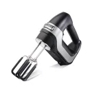 Professional 7-Speed Black Hand Mixer with SoftScrape Beaters, Whisk, Dough Hooks and Snap-On Storage Case