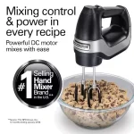 Professional 7-Speed Black Hand Mixer with SoftScrape Beaters, Whisk, Dough Hooks and Snap-On Storage Case