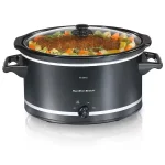 8 Qt. Black Slow Cooker with Temperature Settings and Glass Lid