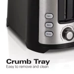 750-Watt 2-Slice Black and Stainless Steel Wide Slot Toaster