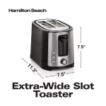 750-Watt 2-Slice Black and Stainless Steel Wide Slot Toaster