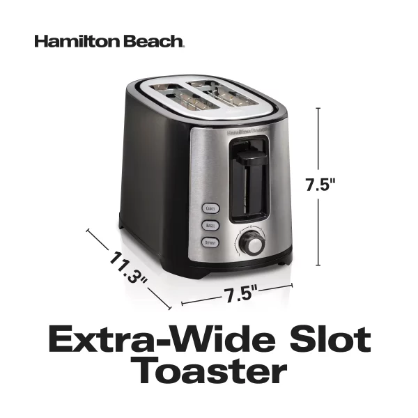 750-Watt 2-Slice Black and Stainless Steel Wide Slot Toaster