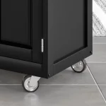 Create-a-Cart Black Kitchen Cart with Salt and Pepper Granite Top