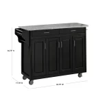 Create-a-Cart Black Kitchen Cart with Salt and Pepper Granite Top
