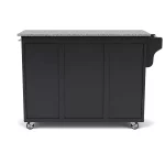Create-a-Cart Black Kitchen Cart with Salt and Pepper Granite Top