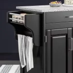 Create-a-Cart Black Kitchen Cart with Salt and Pepper Granite Top