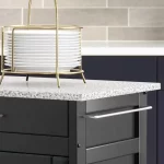 Create-a-Cart Black Kitchen Cart with Salt and Pepper Granite Top