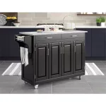 Create-a-Cart Black Kitchen Cart with Salt and Pepper Granite Top