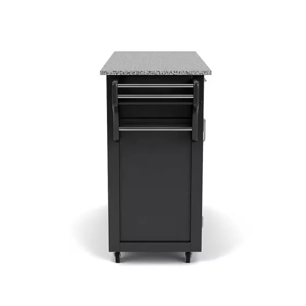 Create-a-Cart Black Kitchen Cart with Salt and Pepper Granite Top