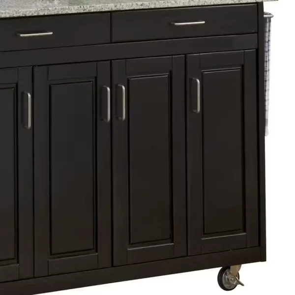 Create-a-Cart Black Kitchen Cart with Salt and Pepper Granite Top