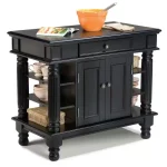Americana Black Kitchen Island With Storage