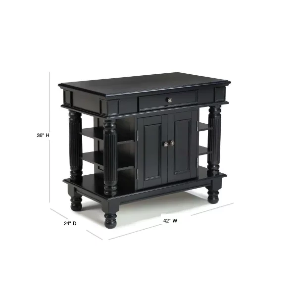 Americana Black Kitchen Island With Storage