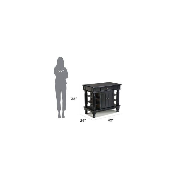 Americana Black Kitchen Island With Storage